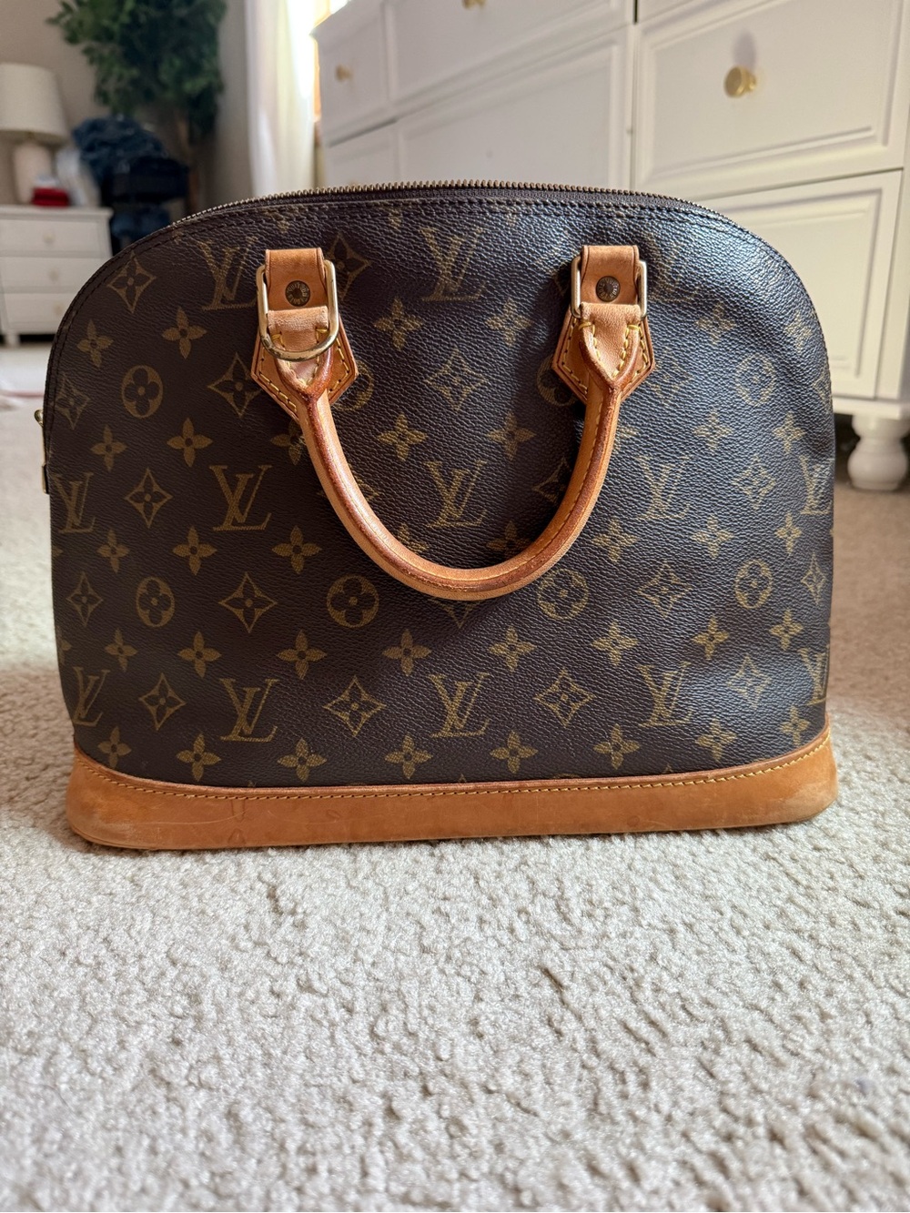 Louis Vuitton Monogram Alma Handbag in Brown and Tan